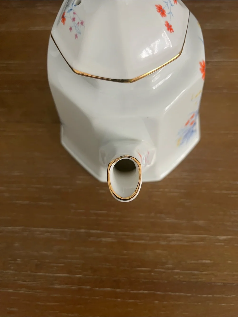 Handpainted Porcelain Teapot-Japan-Octagonal Shape-Lid-Beautiful Wildflowers